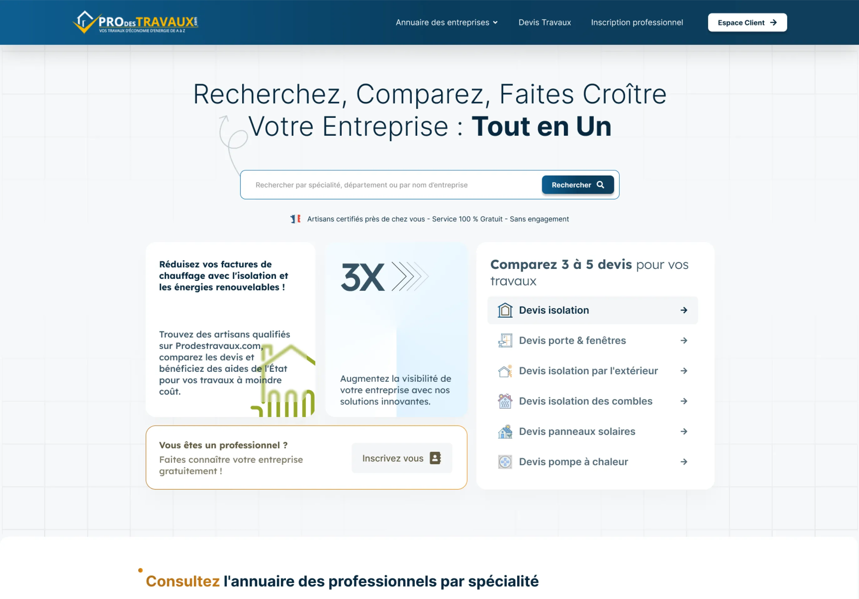 Trades Directory for Pro des Travaux